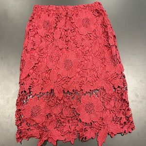 Burgundy Lace Midi Overlay Skirt